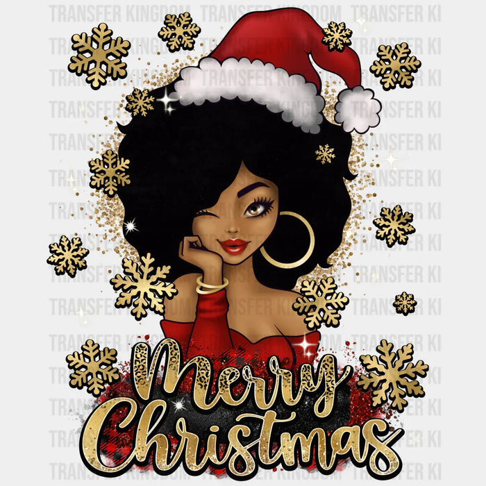 MERRY CHRISTMAS AFRO GIRL Christmas Design - DTF heat transfer
