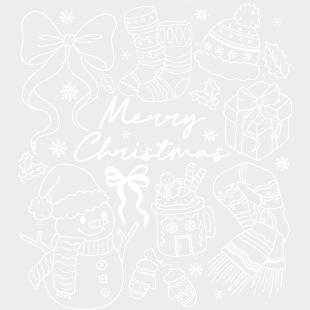 Merry Christmas Black Green White - Christmas DTF Transfer Adult Unisex - S & M (10’’) / Light Color Design (See