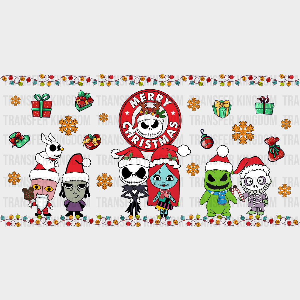 Merry Christmas Characters - Cup Wrap Uv Sticker Permanent Dtf Decal