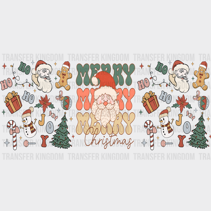 Merry Merry Merry Christmas - Christmas Cup Wrap UV Sticker Permanent UV DTF Decal