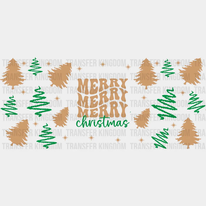 Merry Merry Christmas - Christmas Cup Wrap UV Sticker Permanent UV DTF Decal