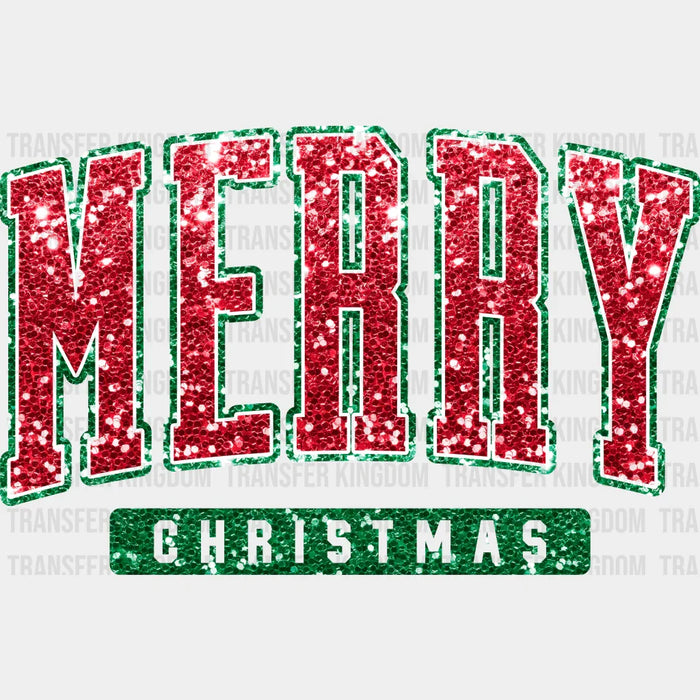 MERRY CHRISTMAS Sequin Design - Christmas DTF heat transfer