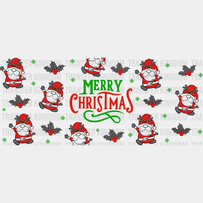 Merry Christmas Gnome Design - Christmas Cup Wrap UV Sticker Permanent UV DTF Decal