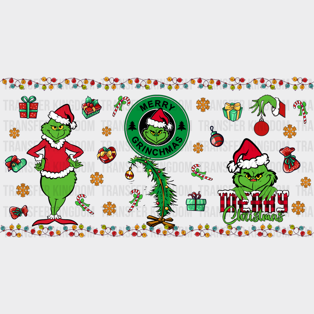 Merry Christmas Grinch - Cup Wrap Uv Sticker Permanent Dtf Decal