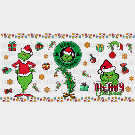 Merry Christmas Grinch - Cup Wrap Uv Sticker Permanent Dtf Decal