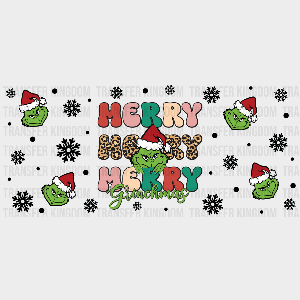 Merry Christmas Grinch Design - Cup Wrap Uv Sticker Permanent Dtf Decal