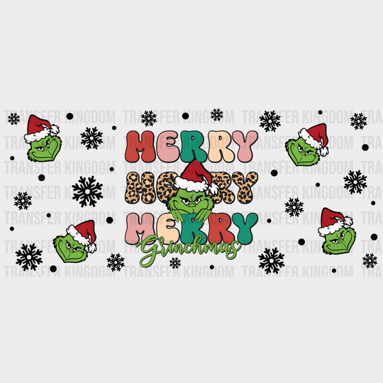 Merry Christmas Grinch Design - Cup Wrap Uv Sticker Permanent Dtf Decal