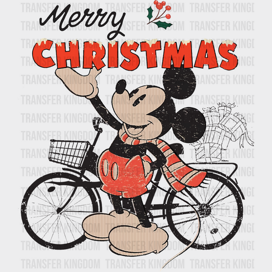 Merry Christmas Mickey Bike - Dtf Transfer Unisex S & M (10’’) / Dark Color Design See Imaging