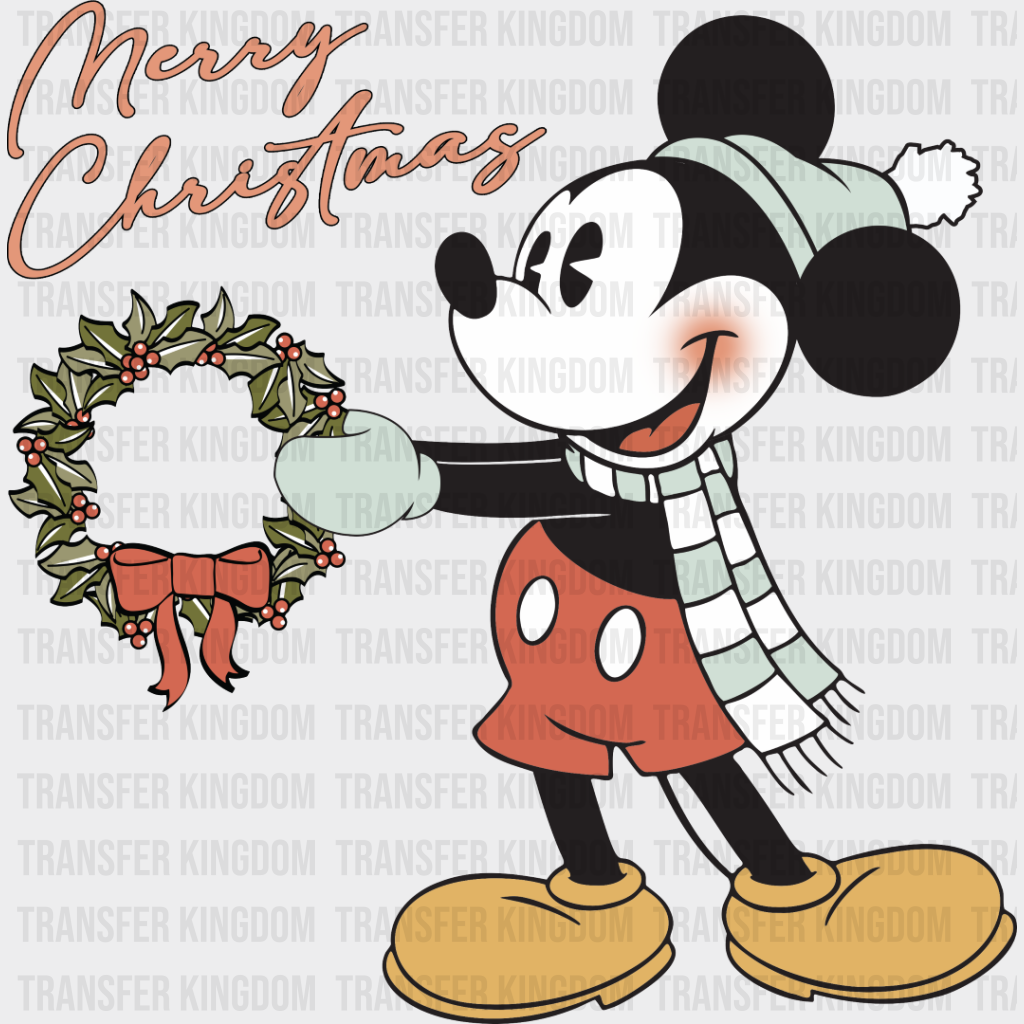 Merry Christmas Mickey - Dtf Transfer Unisex S & M (10’’) / Dark Color Design See Imaging