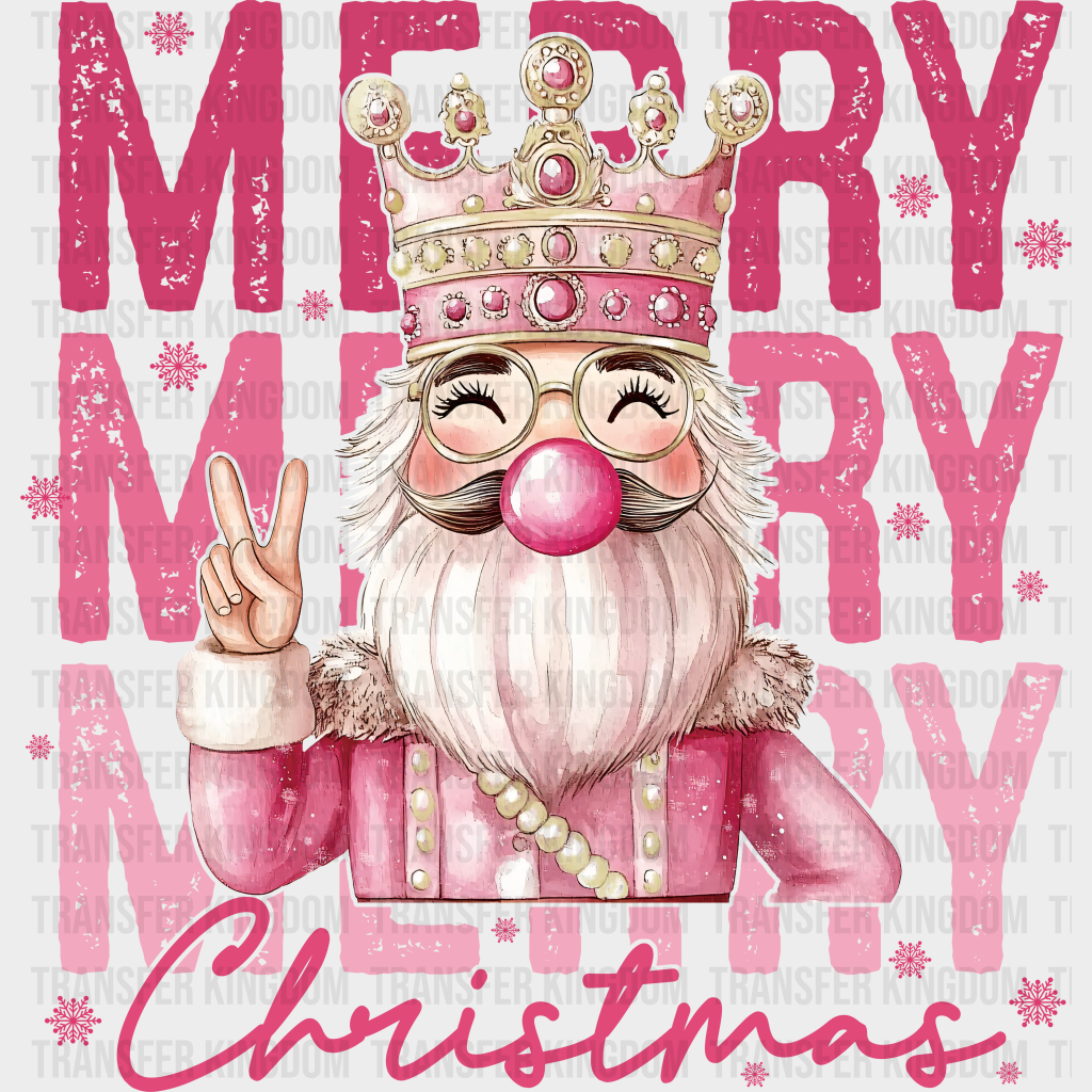 Merry Christmas Pink Design - Christmas DTF Transfer
