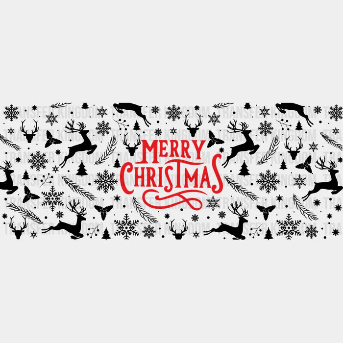 Merry Christmas Red Design - Christmas Cup Wrap UV Sticker Permanent UV DTF Decal