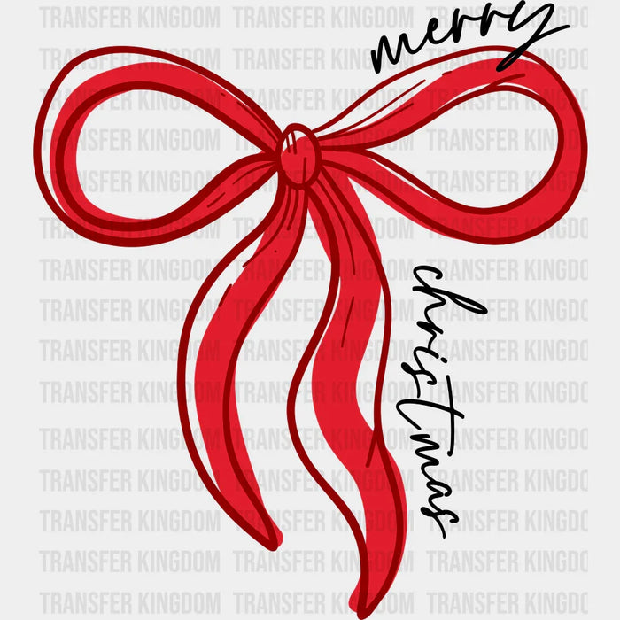 Merry Christmas Red Ribbon - Christmas DTF Transfer