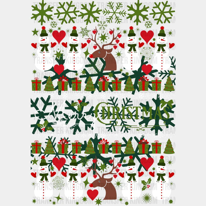 Merry Christmas Snowmen & Reindeers - Christmas DTF Transfer