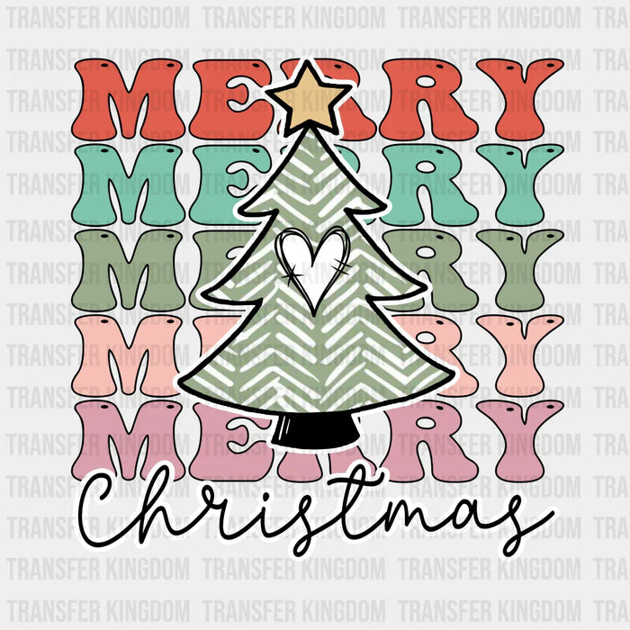 Merry Christmas Tree Heart - Christmas DTF Transfer