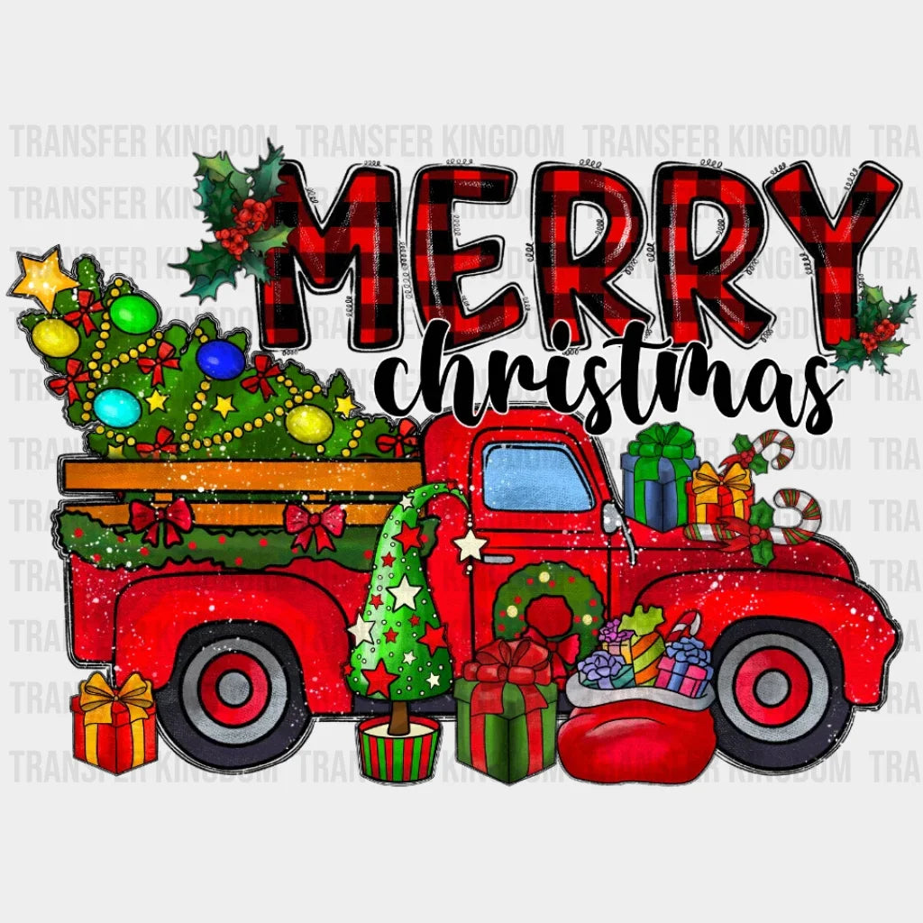 Merry Christmas Tree Truck Gift Design - Dtf Heat Transfer