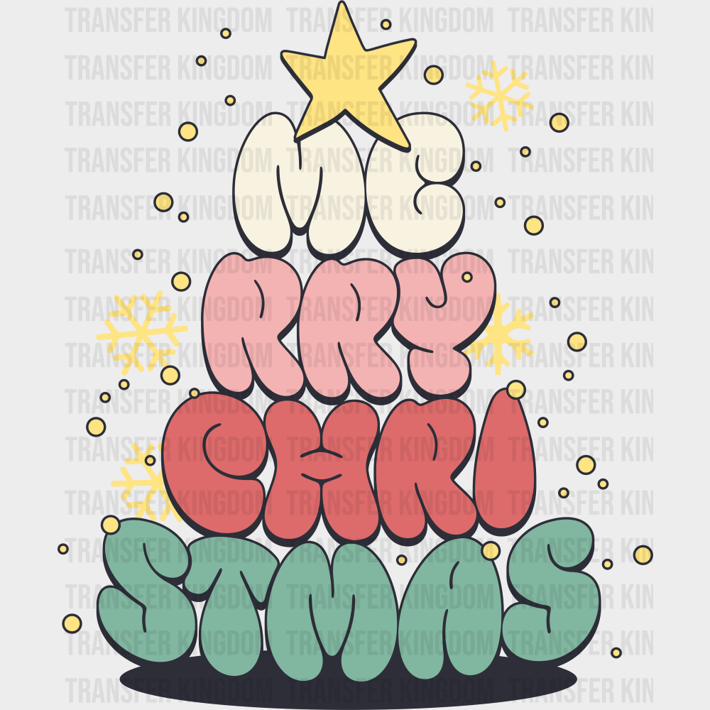 Merry Christmas Typography Art - Christmas DTF Transfer