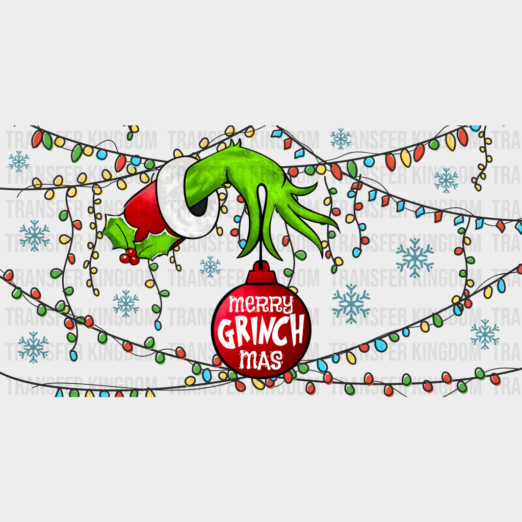 Merry Grinchmas Bauble Design - Christmas Cup Wrap Uv Sticker Permanent Dtf Decal