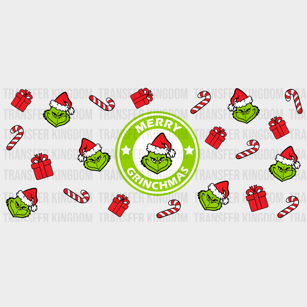 Merry Grinchmas Candy And Box - Christmas Cup Wrap Uv Sticker Permanent Dtf Decal