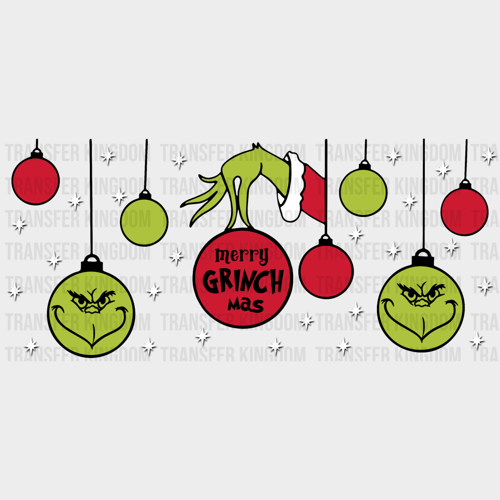 Merry Grinchmas Lights - Christmas Cup Wrap Uv Sticker Permanent Dtf Decal