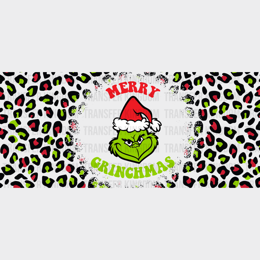 Merry Grinchmas Red And Green - Christmas Cup Wrap Uv Sticker Permanent Dtf Decal