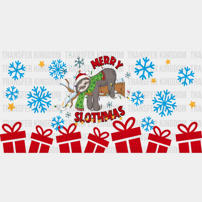 Merry Slothmas - Christmas Cup Wrap UV Sticker Permanent UV DTF Decal