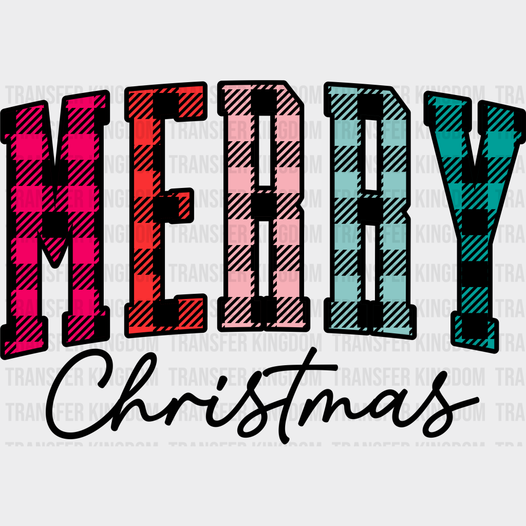 Merry Xmas Chk Christmas Design Dtf Heat Transfer Unisex - S & M ( 10 ) / Dark Color See Imaging