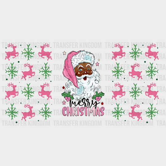 Messy Christmas Pink Design - Cup Wrap Uv Sticker Permanent Dtf Decal