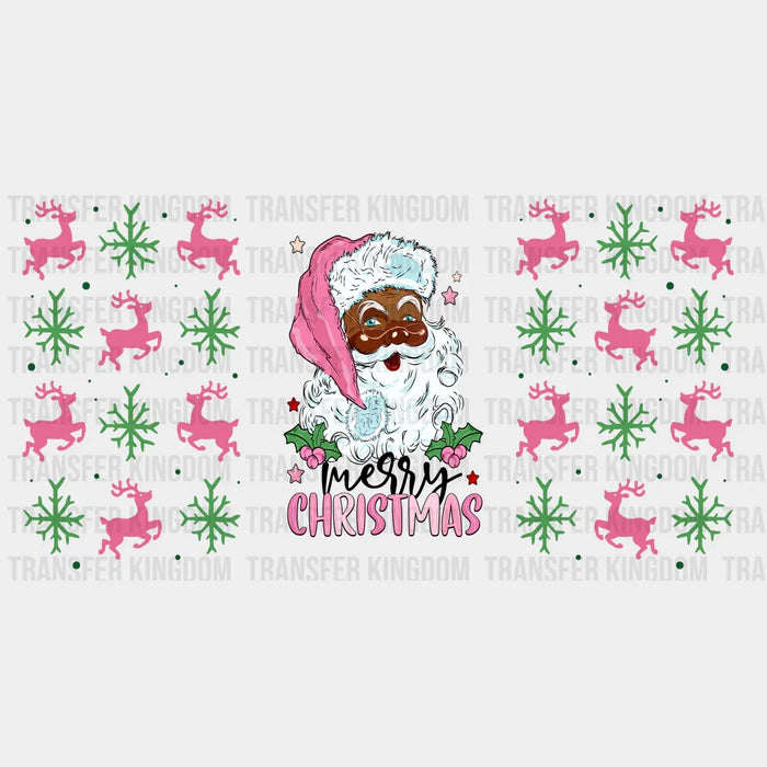 Messy Christmas Pink Design - Christmas Cup Wrap UV Sticker Permanent UV DTF Decal