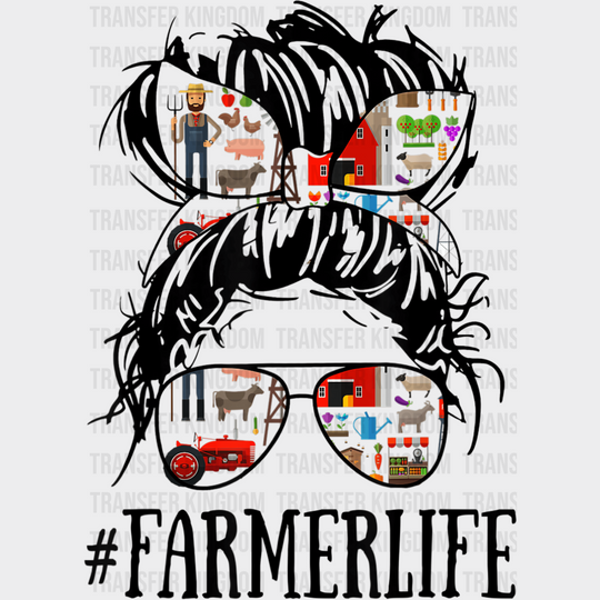 Messy Hair Woman Bun Farmer Life - Farm Women - Working Mom - Funny Mom - Cute Mom - Design - DTF heat transfer - Transfer Kingdom