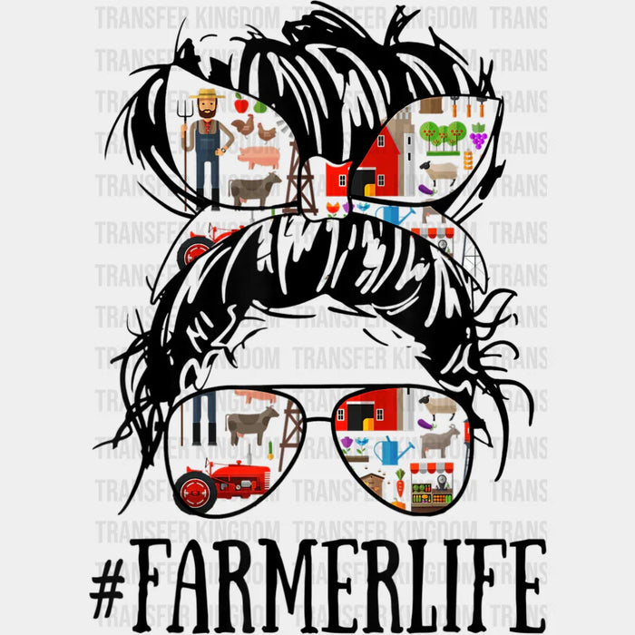 Messy Hair Woman Bun Farmer Life - Farm Women - Working Mom - Funny Mom - Cute Mom Design - Mother's Day DTF heat transfer
