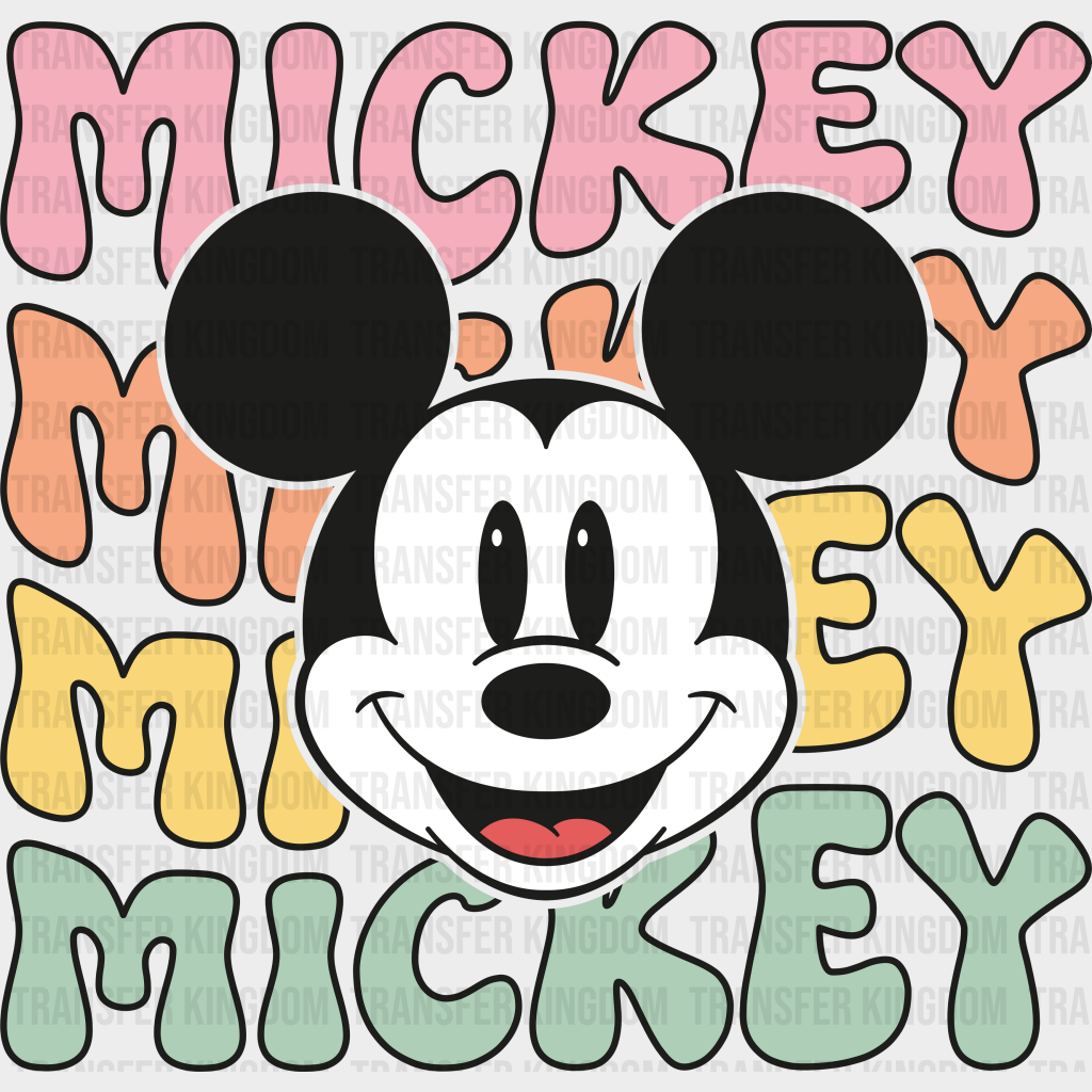 Mickey And Minnie Retro Smiley Disney Dtf Transfer Unisex - S & M (10’) / Design See Imaging