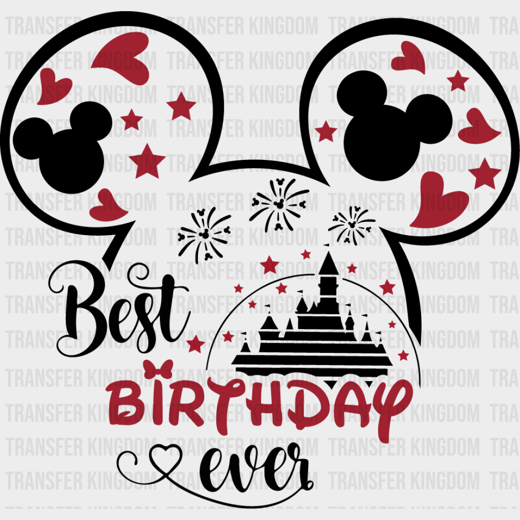 Mickey Best Birthday Ever Disney Dtf Transfer Unisex - S & M (10’) / Dark Color Design See Imaging