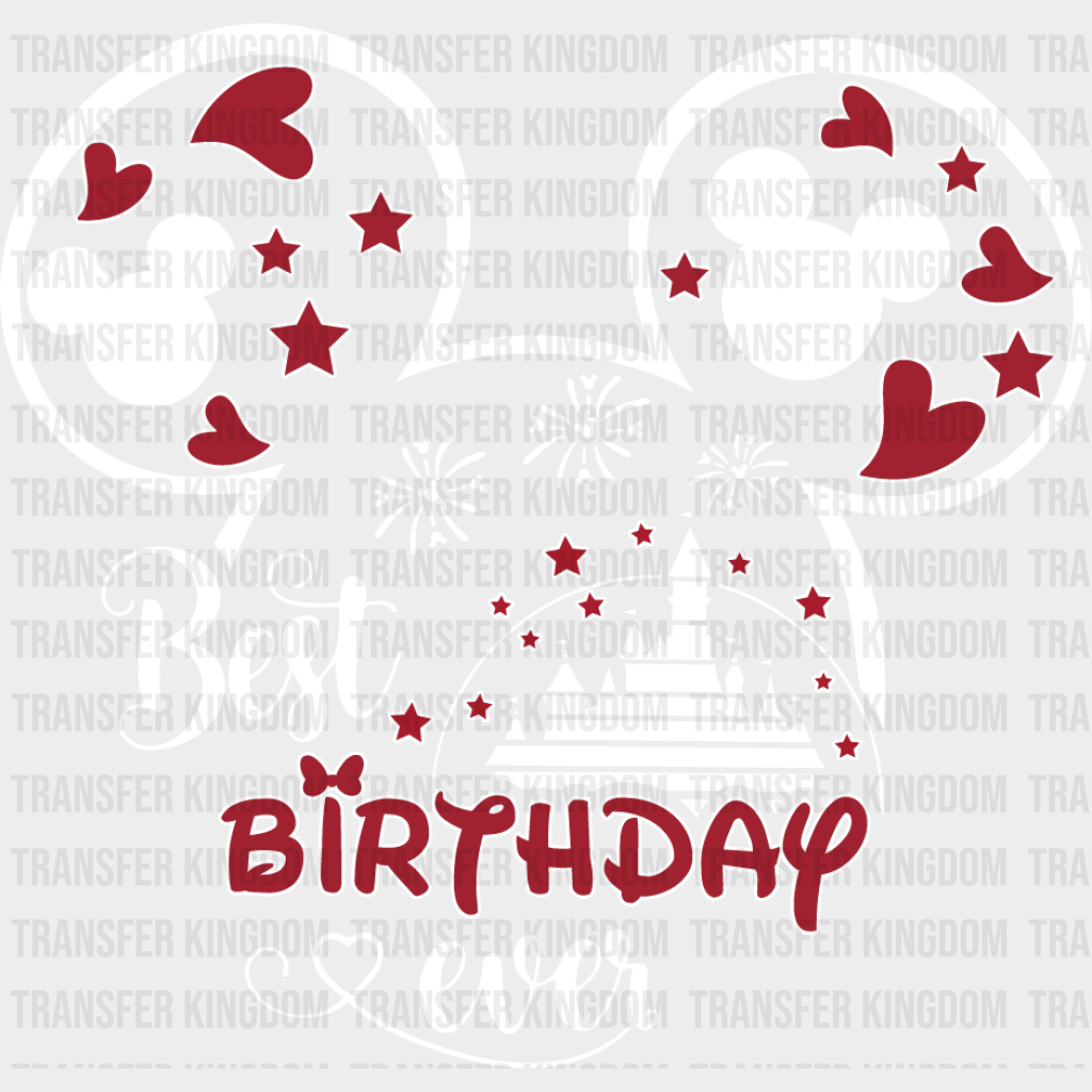 Mickey Best Birthday Ever Disney Dtf Transfer Unisex - S & M (10’) / Light Color Design See Imaging