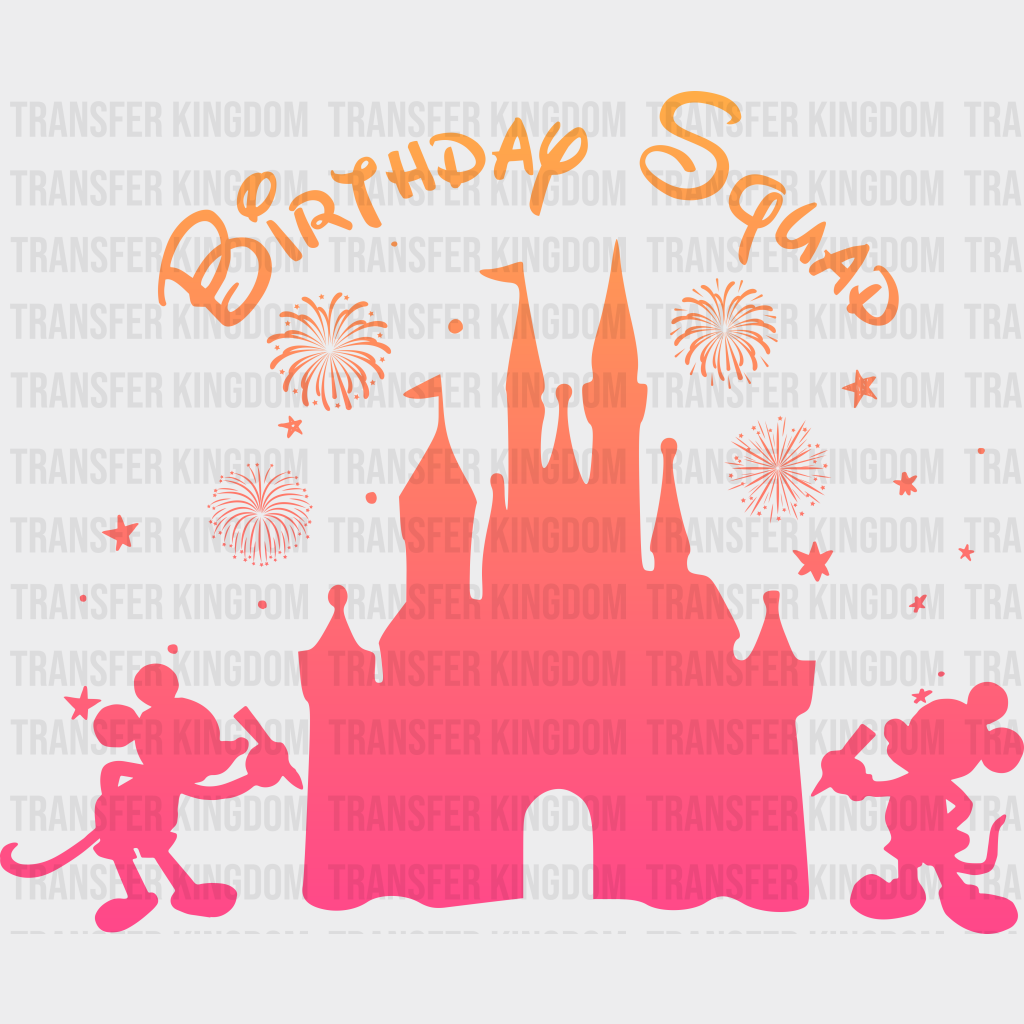 Mickey Birthday Squad Redish Castle Disney Dtf Transfer