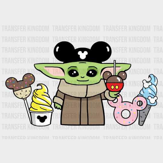 Mickey Ears Baby Yoda Snacks Design - Dtf Heat Transfer Unisex S & M ( 10 ) / Dark Color (See