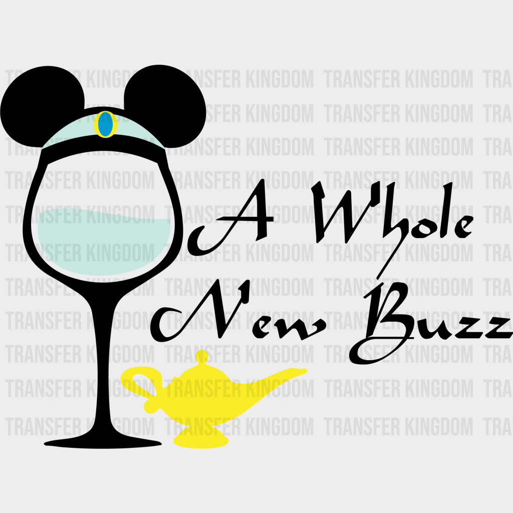 Mickey Ears Wine Glass Aladdin And The Magic Lamp A Whole New Buzz Design - Dtf Heat Transfer Unisex