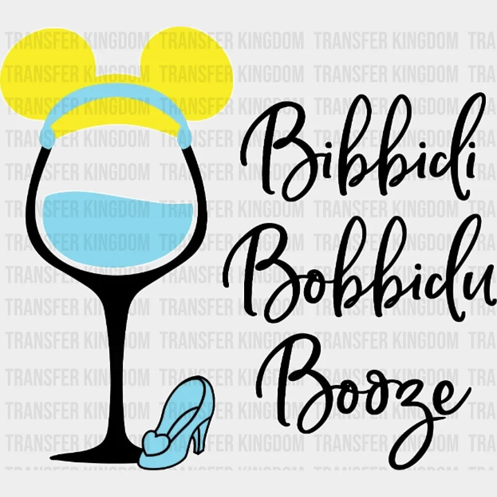 Mickey Ears Wine Glass Bibbidi Bobbidu Boozie Design - Dtf Heat Transfer