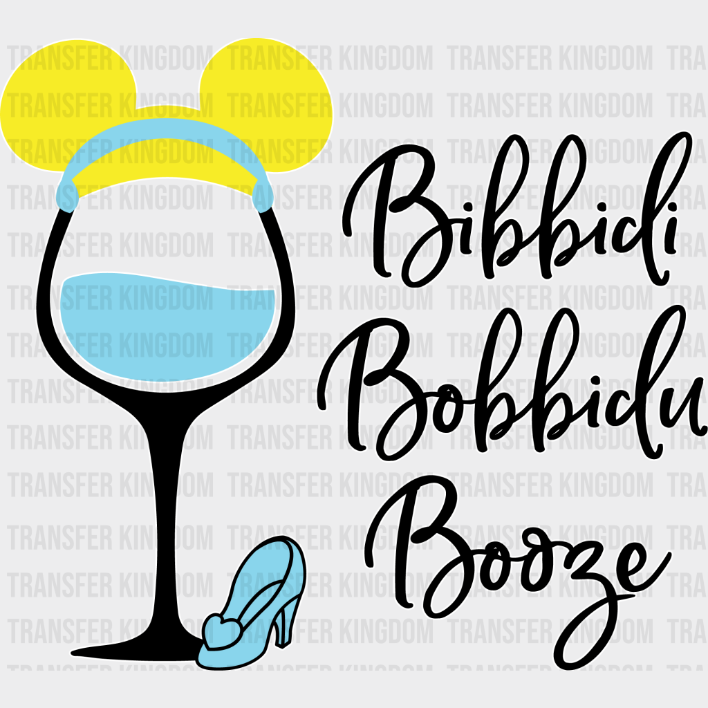 Mickey Ears Wine Glass Bibbidi Bobbidu Boozie Design - Dtf Heat Transfer Unisex S & M (10’’) /