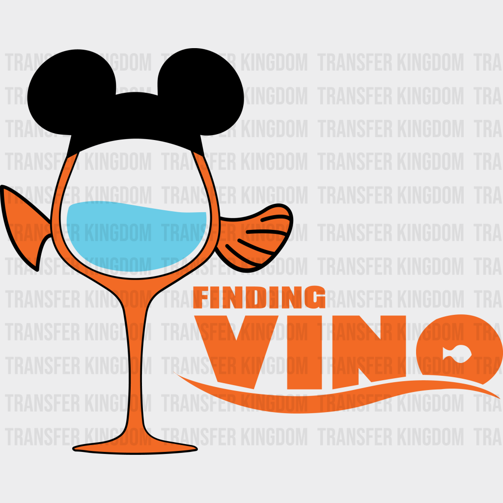 Mickey Ears Wine Glass Finding Vino Epcot Design - Dtf Heat Transfer Unisex S & M ( 10 ) / Dark