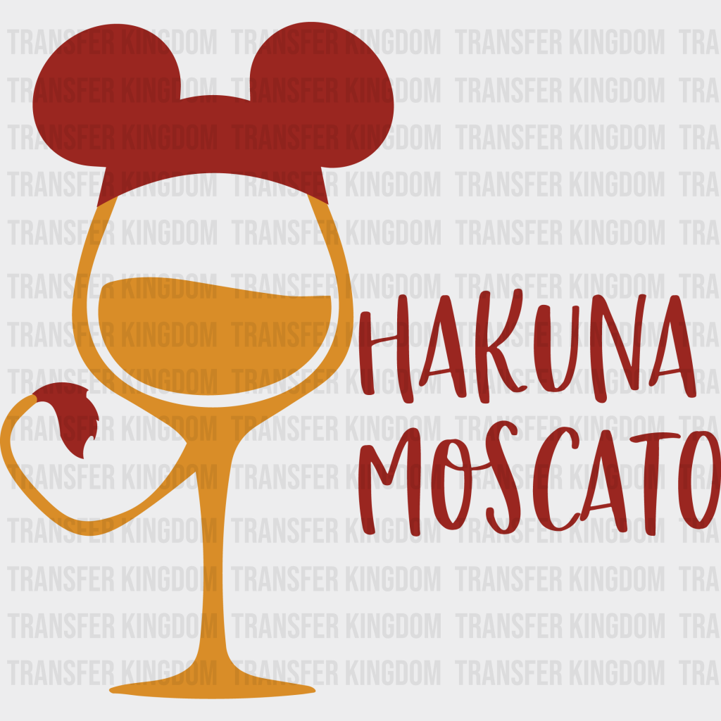 Mickey Ears Wine Glass Hakuna Moscato Design - Dtf Heat Transfer Unisex S & M ( 10 )