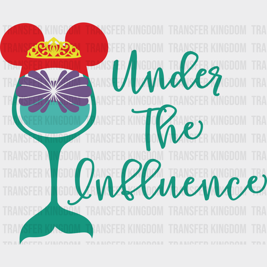 Mickey Ears Wine Glass Under The Influence Disney Princess Ariel Design - Dtf Heat Transfer Unisex S