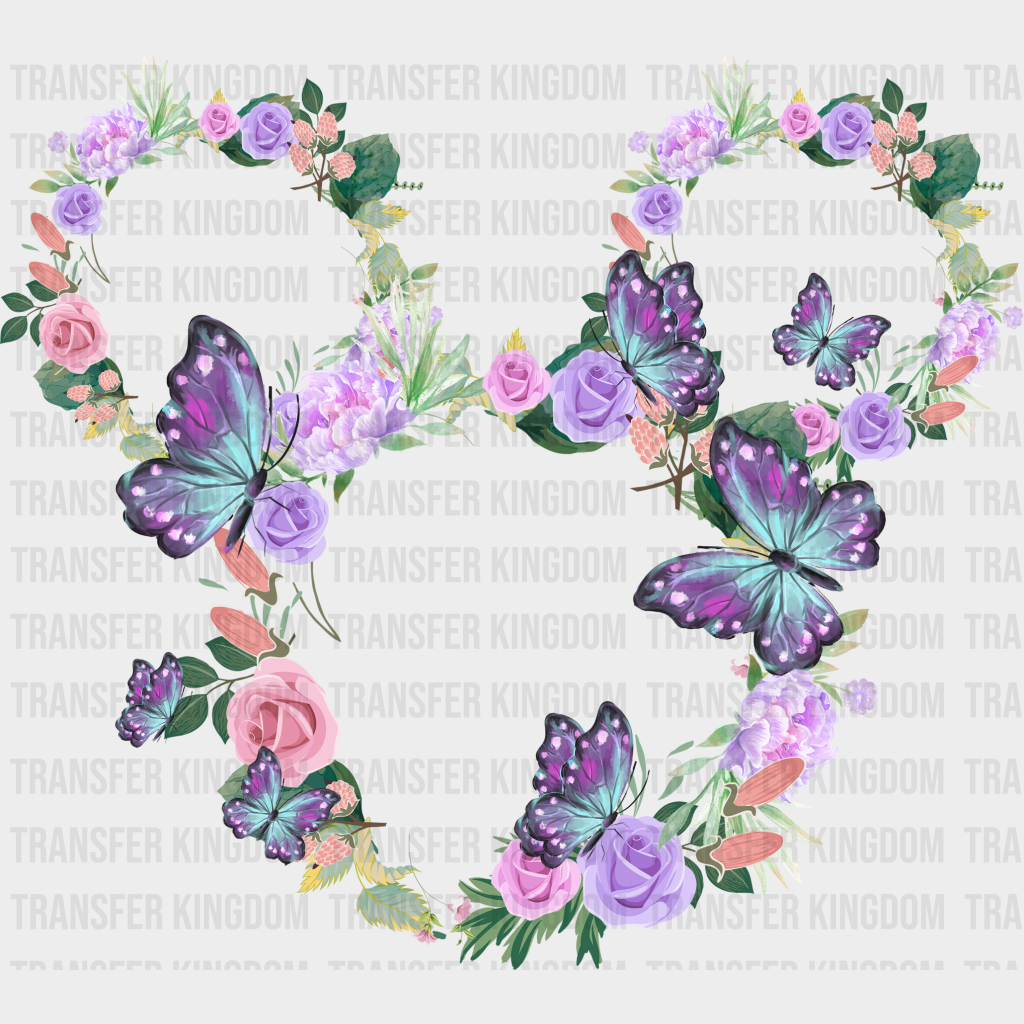 Mickey Head Butterflies Design Disney Dtf Transfer