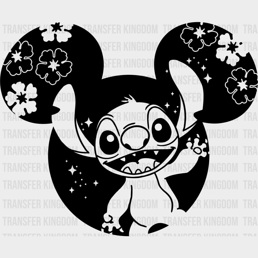 Mickey Head Stitch Disney Dtf Transfer Unisex - S & M (10’) / Dark Color Design See Imaging