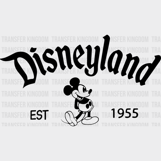 Mickey Old Drawing Disneyland Est. 1955 Disney Dtf Transfer Unisex - S & M (10’) / Dark Color