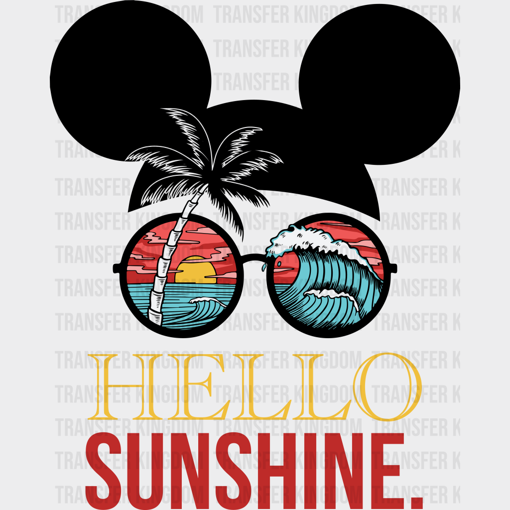 Mickey Palms Hello Sunshine Summer Dtf Transfer Unisex - S & M (10’) / Dark Color Design See Imaging