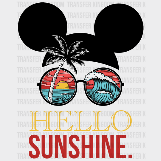 Mickey Palms Hello Sunshine Summer Dtf Transfer Unisex - S & M (10’) / Light Color Design See