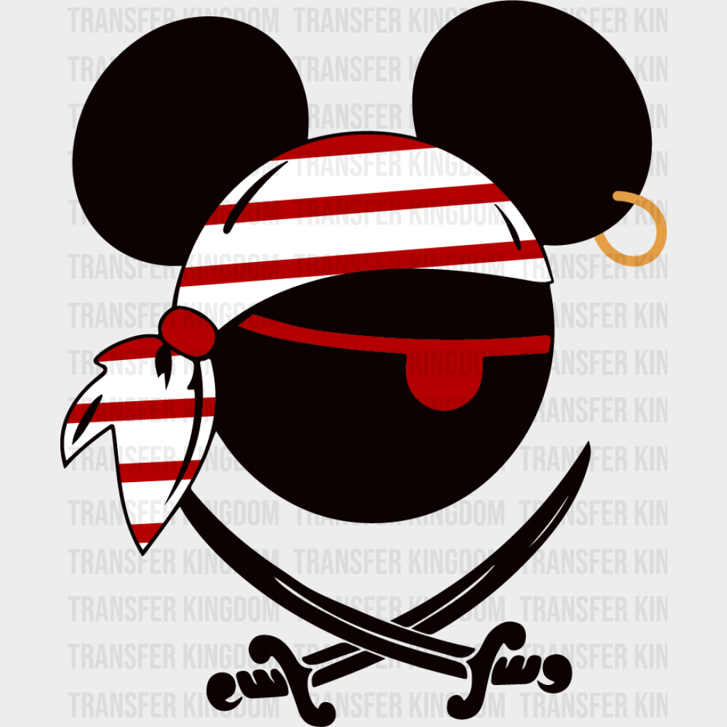 Mickey Pirate Design Disney Dtf Transfer Unisex - S & M (10’) / Dark Color See Imaging