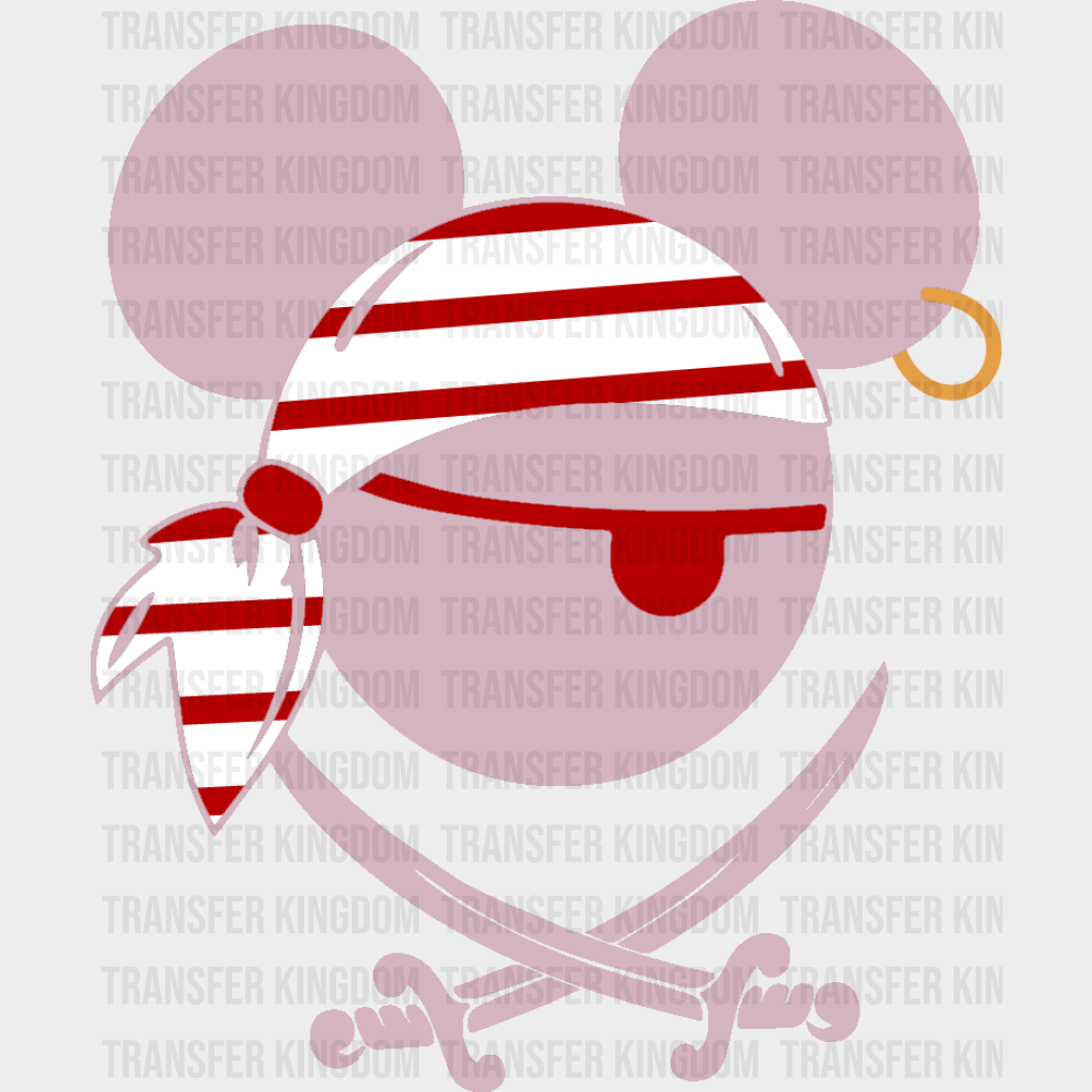 Mickey Pirate Design Disney Dtf Transfer Unisex - S & M (10’) / Light Color See Imaging