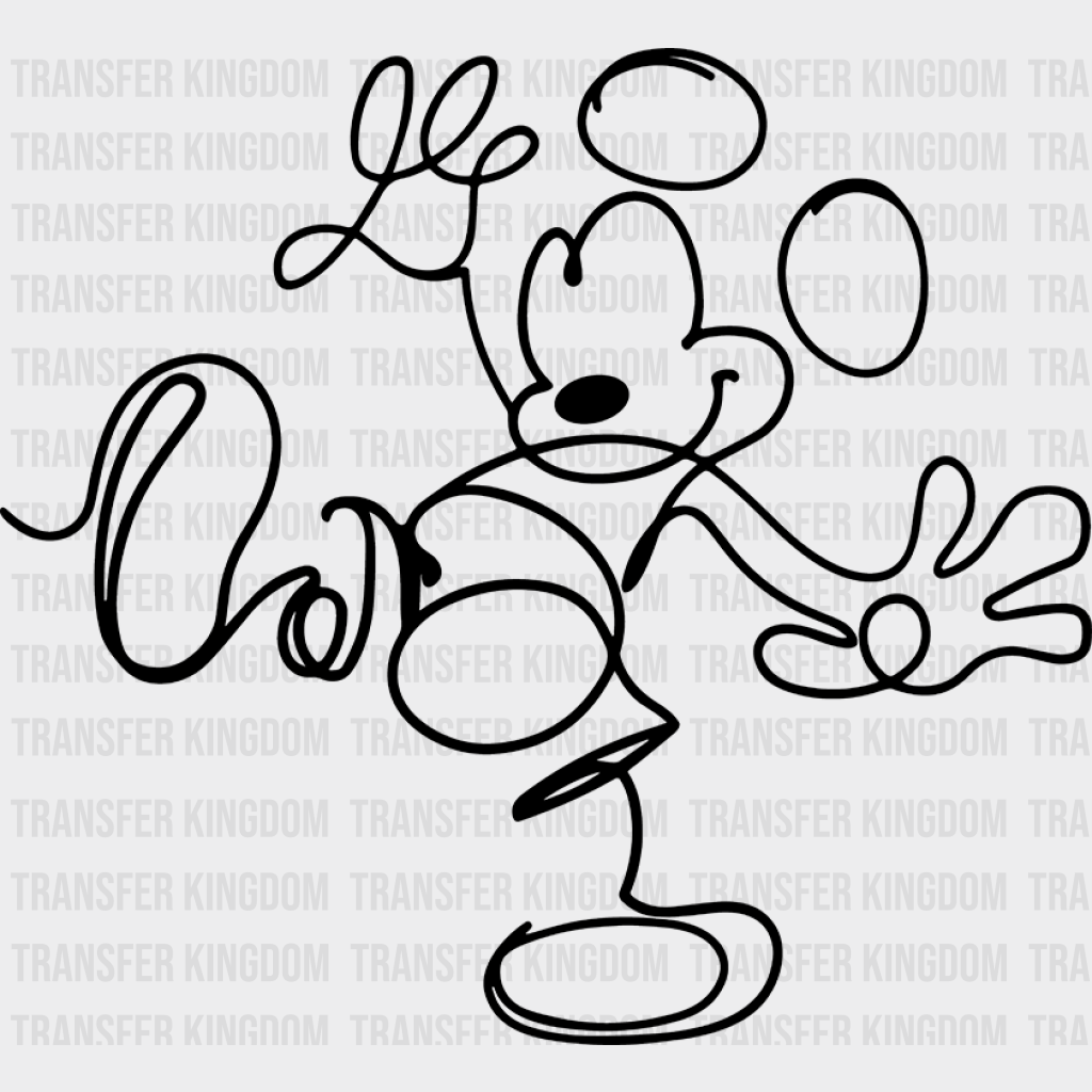 Mickey Sketch Design Disney Dtf Transfer Unisex - S & M (10’) / Dark Color See Imaging