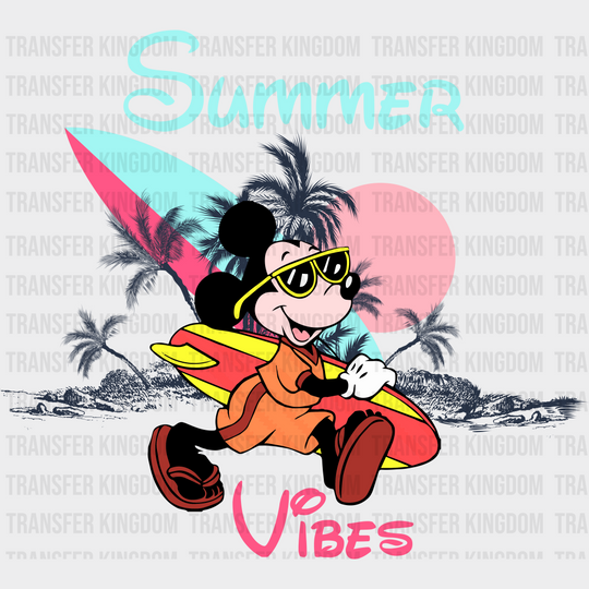 Mickey Summer Vibes Dtf Transfer Unisex - S & M (10’) / Dark Color Design See Imaging